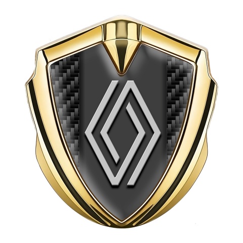 Renault Emblem Auto Zeichen Goldtonfarbe Schwarz Kohlenstoff Design