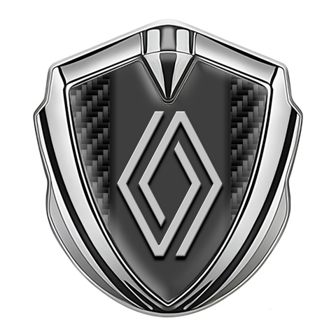 Renault Emblem Auto Zeichen Silbertonfarbe Schwarz Kohlenstoff Design