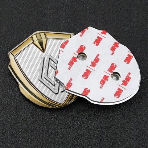 Renault Selbstklebendes Metallaufkleber Emblem Goldtonfarbe Weiss Carbon Stil
