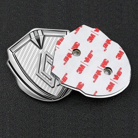 Renault Selbstklebendes Metallaufkleber Emblem Silbertonfarbe Weiss Carbon Stil