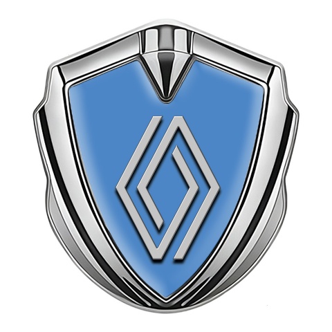Renault Emblem Abzeichen Silbertonfarbe Blau Fundament mit Grau Logo