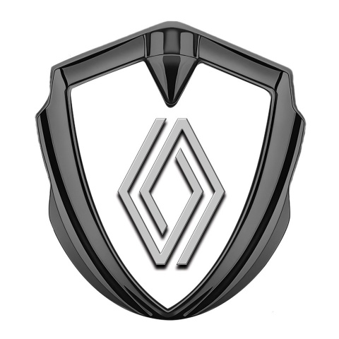 Renault Selbstklebendes Metallaufkleber Emblem Graphit Tonfarbe Weiss Fundament mit Grau Logo