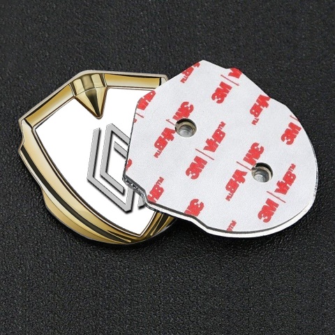 Renault Selbstklebendes Metallaufkleber Emblem Goldtonfarbe Weiss Fundament mit Grau Logo