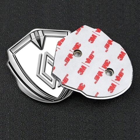 Renault Selbstklebendes Metallaufkleber Emblem Silbertonfarbe Weiss Fundament mit Grau Logo