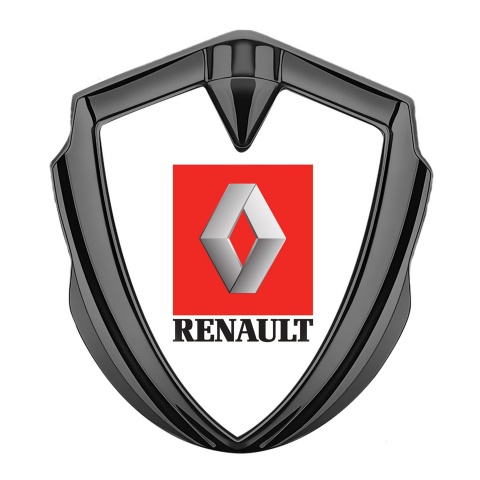 Renault Seitenflugel Emblem Aufkleber Graphit Tonfarbe Weiss basis mit Rote Zone Logo
