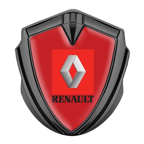 Renault Emblem Abzeichen Graphit Tonfarbe Rote Basis mit Rot Zone Logo