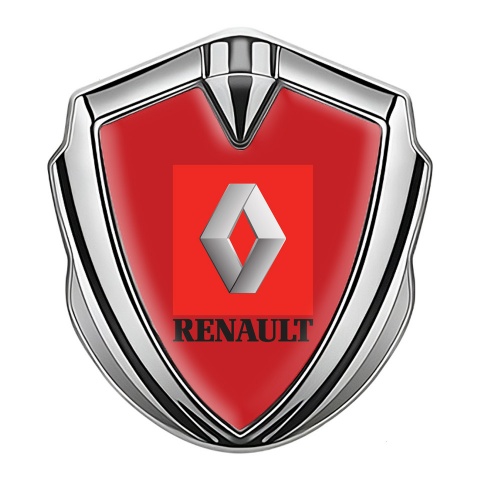 Renault Emblem Abzeichen Silbertonfarbe Rote Basis mit Rot Zone Logo