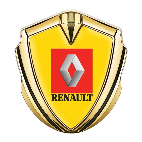 Renault Abzeichen selbstklebend Goldtonfarbe Gelb Basis mit Rot Zone Logo