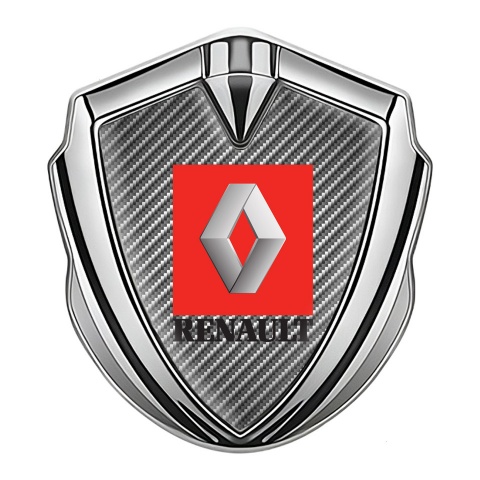 Renault Emblem Abzeichen selbstklebend Silbertonfarbe Grau Carbon Rote Zone Logo