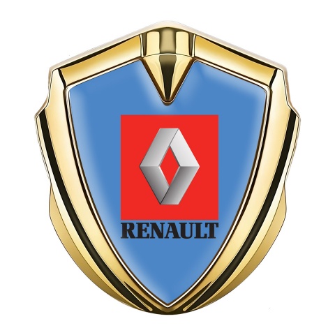 Renault Emblem Auto Zeichen Goldtonfarbe Blau Basis mit Rote Zone Logo