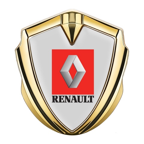 Renault Emblem Aufkleber Autozubehor Goldtonfarbe Grau Basis mit Rote Zone Logo