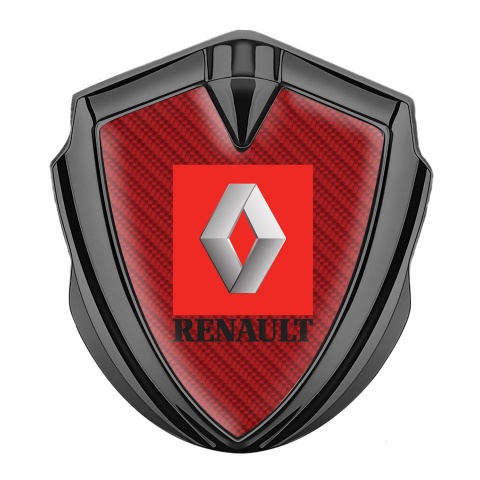 Renault Emblem Logo Schriftzug Aufkleber Graphit Tonfarbe Rote Carbon mit Rote Zone Logo