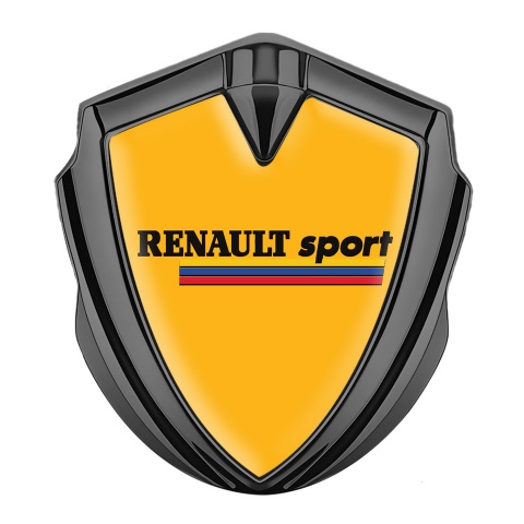 Renault Sport Emblem Abzeichen selbstklebend Graphit Tonfarbe Orange Hintergrund mit Dreifarbig Motiv