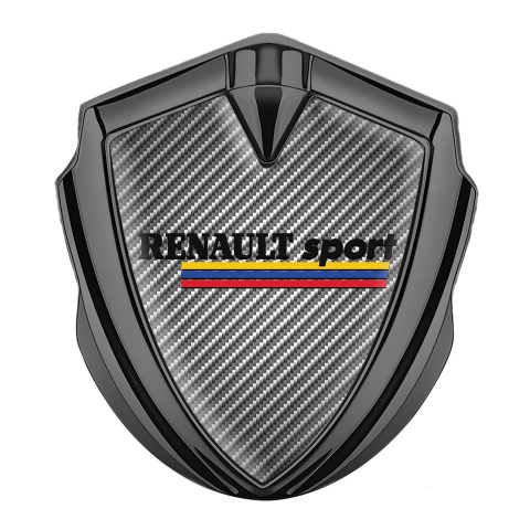 Renault Sport Emblem Auto Zeichen Graphit Tonfarbe Grau Carbon mit Dreifarbig Motiv