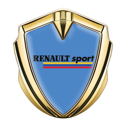 Renault Sport Emblem Aufkleber Autozubehor Goldtonfarbe Blau Hintergrund mit Dreifarbig Logo