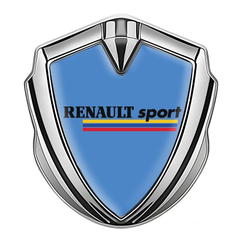 Renault Sport Emblem Aufkleber Autozubehor Silbertonfarbe Blau Hintergrund mit Dreifarbig Logo