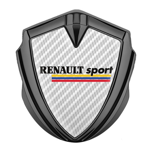 Renault Sport Seitenflugel Emblem Aufkleber Graphit Tonfarbe Weiss Carbon mit Dreifarbig Logo