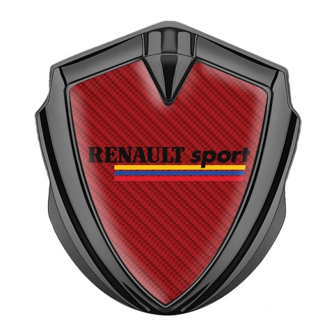 Renault Sport Emblem Abzeichen Graphit Tonfarbe Rote Carbon mit Dreifarbig Logo