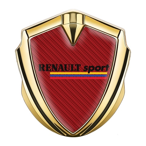 Renault Sport Emblem Abzeichen Goldtonfarbe Rote Carbon mit Dreifarbig Logo