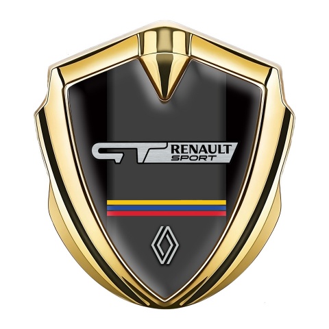 Renault Emblem Abzeichen selbstklebend Goldtonfarbe Schwarz Basis GT Logo Stil
