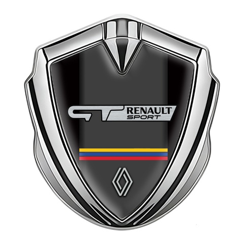 Renault Emblem Abzeichen selbstklebend Silbertonfarbe Schwarz Basis GT Logo Stil