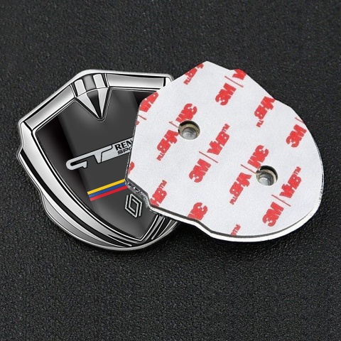 Renault Emblem Abzeichen selbstklebend Silbertonfarbe Schwarz Basis GT Logo Stil