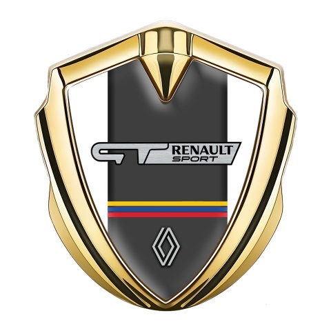 Renault GT Emblem Aufkleber Autozubehor Goldtonfarbe Weiss Hintergrund mit Sport Logo