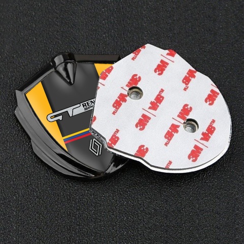 Renault GT Emblem Logo Schriftzug Aufkleber Graphit Tonfarbe Gelb Basis mit Sport Logo Stil