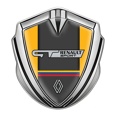 Renault GT Emblem Logo Schriftzug Aufkleber Silbertonfarbe Gelb Basis mit Sport Logo Stil