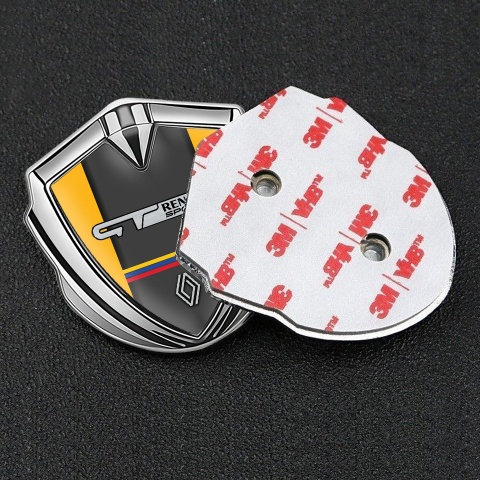 Renault GT Emblem Logo Schriftzug Aufkleber Silbertonfarbe Gelb Basis mit Sport Logo Stil