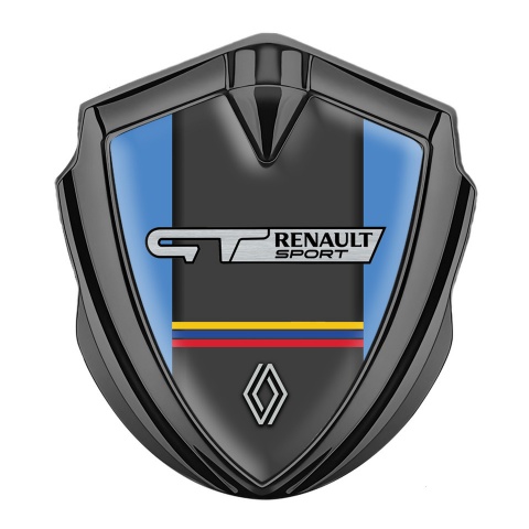 Renault GT Emblem Abzeichen selbstklebend Graphit Tonfarbe Blau Basis mit Sport Logo Design