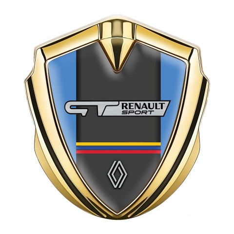Renault GT Emblem Abzeichen selbstklebend Goldtonfarbe Blau Basis mit Sport Logo Design