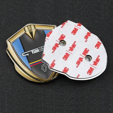 Renault GT Emblem Abzeichen selbstklebend Goldtonfarbe Blau Basis mit Sport Logo Design