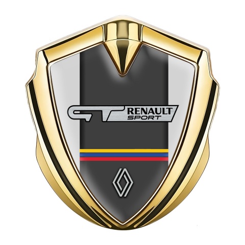 Renault GT Emblem Auto Zeichen Goldtonfarbe Grau Basis mit Sport Logo