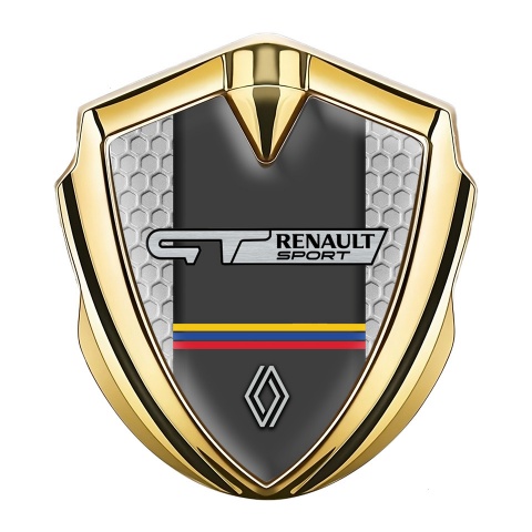 Renault GT Seitenflugel Emblem Aufkleber Goldtonfarbe Wabeneffekt basis mit Sport Logo Design