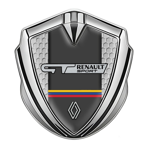 Renault GT Seitenflugel Emblem Aufkleber Silbertonfarbe Wabeneffekt basis mit Sport Logo Design