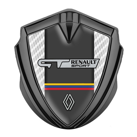 Renault GT Emblem Abzeichen Graphit Tonfarbe Weiss Kohlenstoff mit Sport Logo Stil