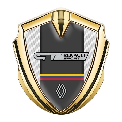 Renault GT Emblem Abzeichen Goldtonfarbe Weiss Kohlenstoff mit Sport Logo Stil