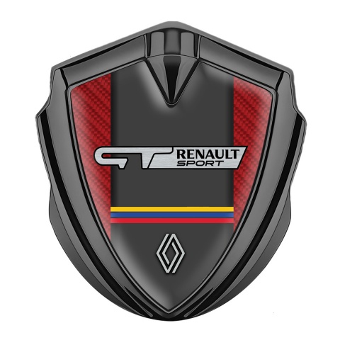 Renault GT Abzeichen selbstklebend Graphit Tonfarbe Rote Kohlenstoff mit Sport Logo Auflage