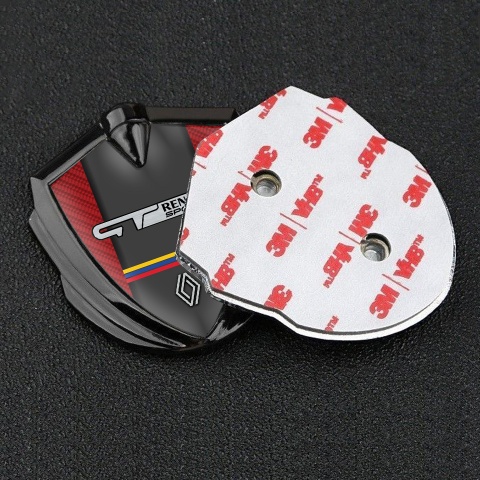 Renault GT Abzeichen selbstklebend Graphit Tonfarbe Rote Kohlenstoff mit Sport Logo Auflage