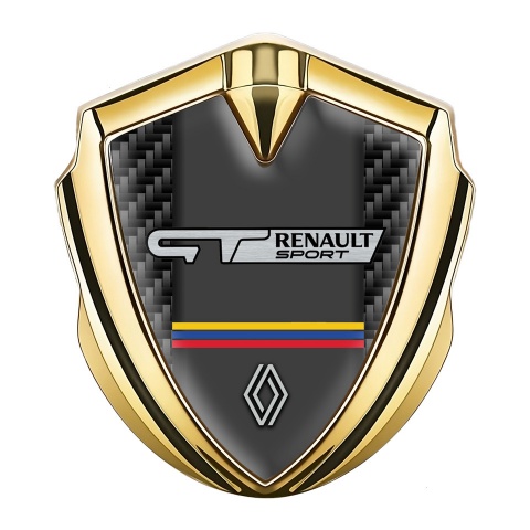 Renault GT Emblem Abzeichen selbstklebend Goldtonfarbe Schwarz Kohlenstoff Sport Logo