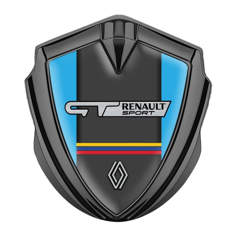 Renault GT Emblem Auto Zeichen Graphit Tonfarbe Blau Basis mit Sport Logo Motiv