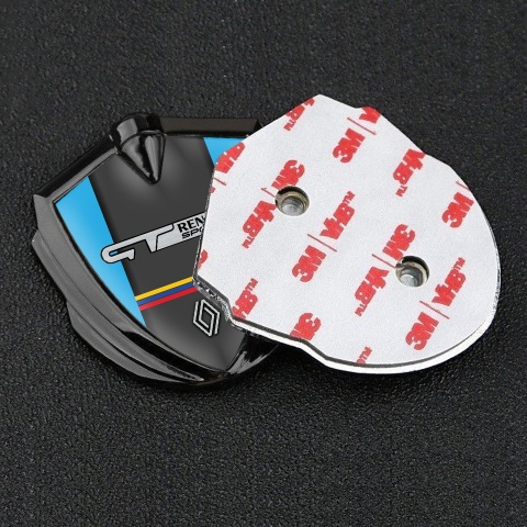 Renault GT Emblem Auto Zeichen Graphit Tonfarbe Blau Basis mit Sport Logo Motiv