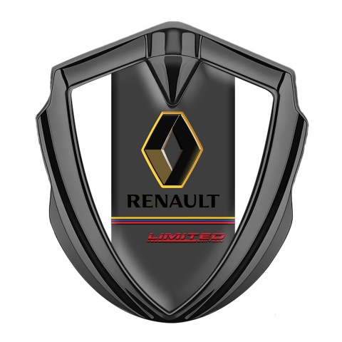 Renault Selbstklebendes Metallaufkleber Emblem Graphit Tonfarbe Weiss basis mit Limited edition Logo