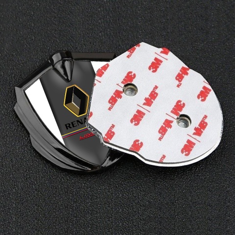 Renault Selbstklebendes Metallaufkleber Emblem Graphit Tonfarbe Weiss basis mit Limited edition Logo