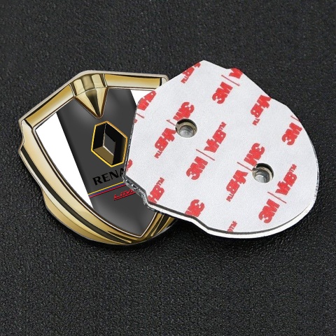 Renault Selbstklebendes Metallaufkleber Emblem Goldtonfarbe Weiss basis mit Limited edition Logo
