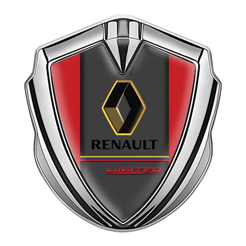 Renault Emblem Logo Schriftzug Aufkleber Silbertonfarbe Rote Basis Limited Edition Design