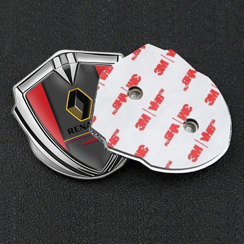 Renault Emblem Logo Schriftzug Aufkleber Silbertonfarbe Rote Basis Limited Edition Design