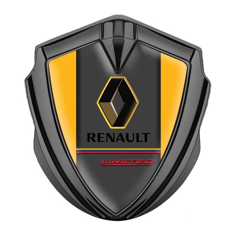 Renault Seitenflugel Emblem Aufkleber Graphit Tonfarbe Orange hintergrund mit Limited Edition Stil