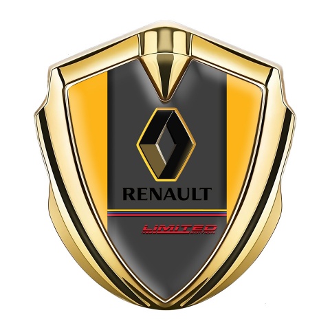 Renault Seitenflugel Emblem Aufkleber Goldtonfarbe Orange hintergrund mit Limited Edition Stil